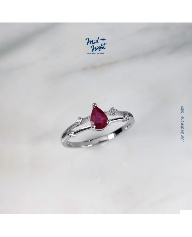 July Birthstone-Ruby Droplet Ring